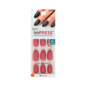 Unhas Autocolantes Kiss New York ImPress Amendoada Rose Quartz