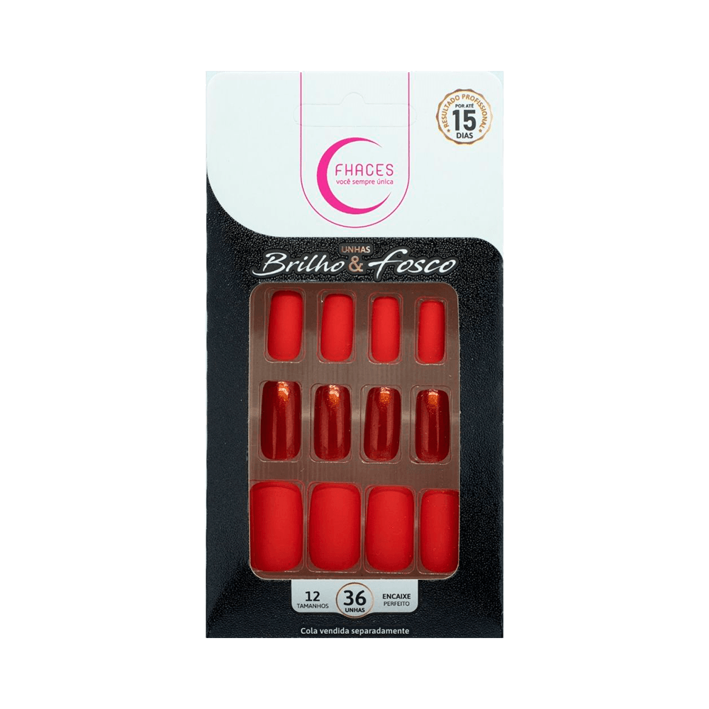 Unhas Fhaces Brilho e Fosco Laranja 36 uni