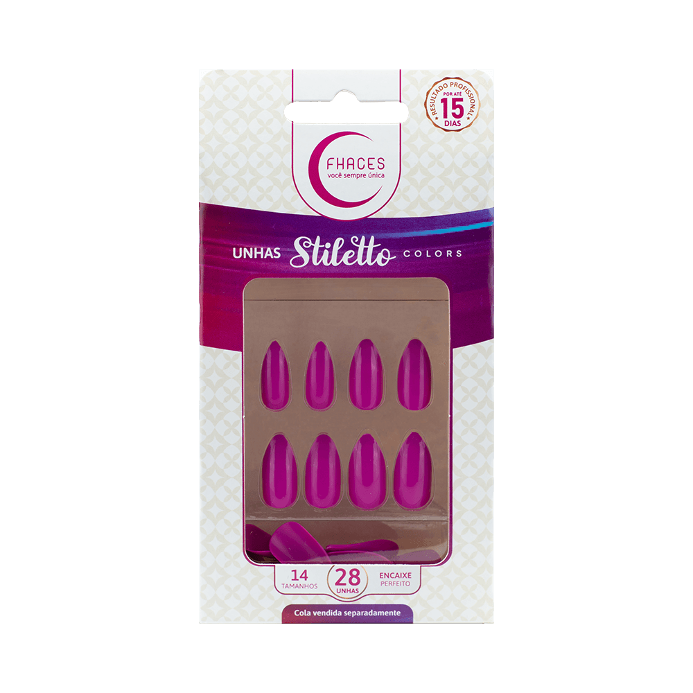 Unhas Fhaces Colors Rosa Fucsia 24 unidades (U3090)