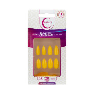 Unhas Fhaces Stiletto Colors Sun Flower 28 Unidades (UE1300)