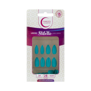 Unhas Fhaces Stiletto Colors Tiffany 28 Unidades (UE1305)