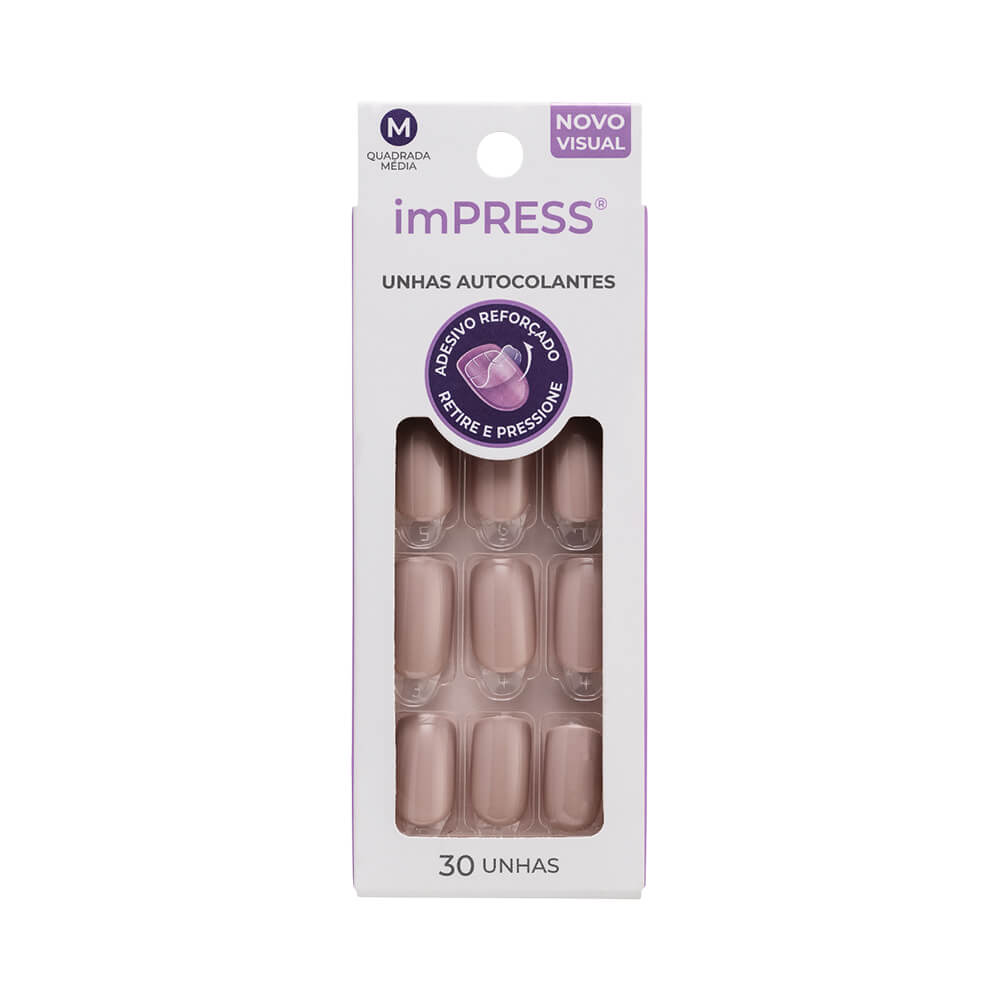 Unhas Postiças First Kiss Impress Color Médio Sea Sand