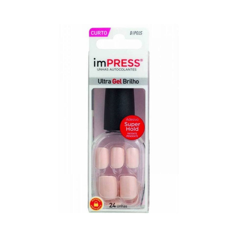 Unhas Postiças Impress Kiss New York Curta Bubble Gum