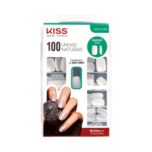 Unhas Postiças Kiss New York Naturais Quadrado Curto com 100 Unidades