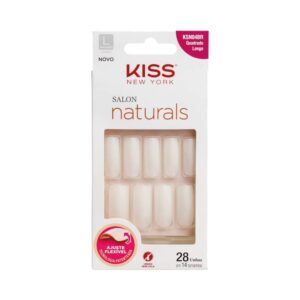 Unhas Postiças Kiss New York Salon Natural Longo Quadrado