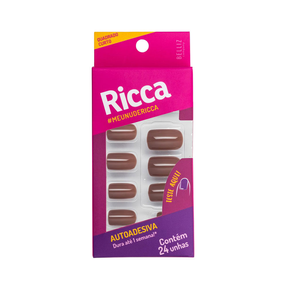 Unhas Ricca Autoadesivas Nude Cappuccino (1980)