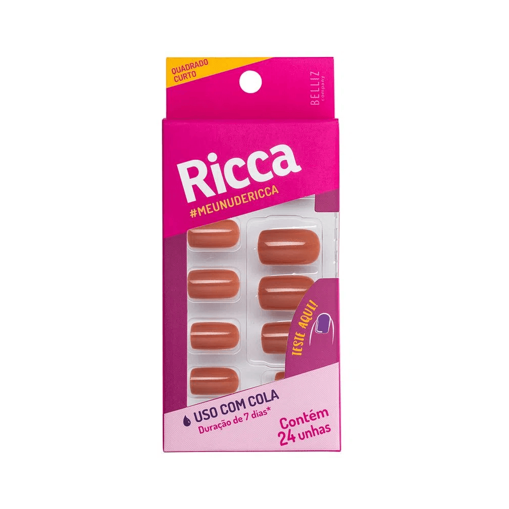Unhas Ricca Quadrado Curto Nude