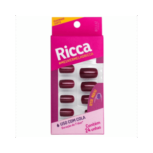 Unhas Ricca Quadrado Curto Vermelho Seda