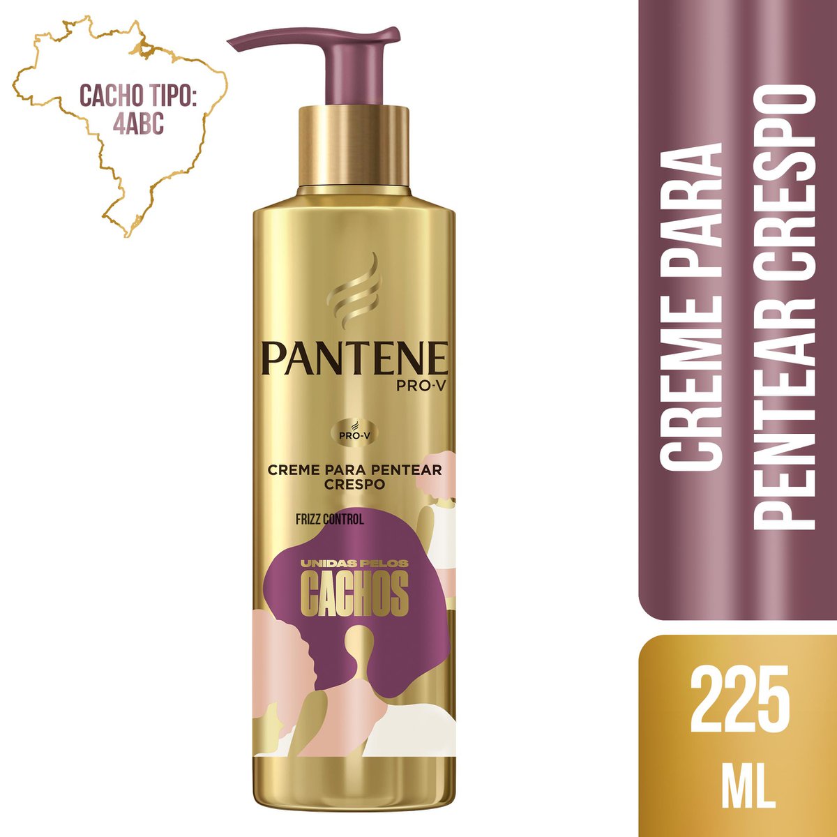 Creme Para Pentear Pantene Unidas Pelos Cachos Crespo 225ml