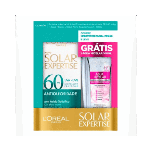 Kit L'Oréal Expertise Protetor Solar Facial FPS60 40g + Água Micelar 100ml