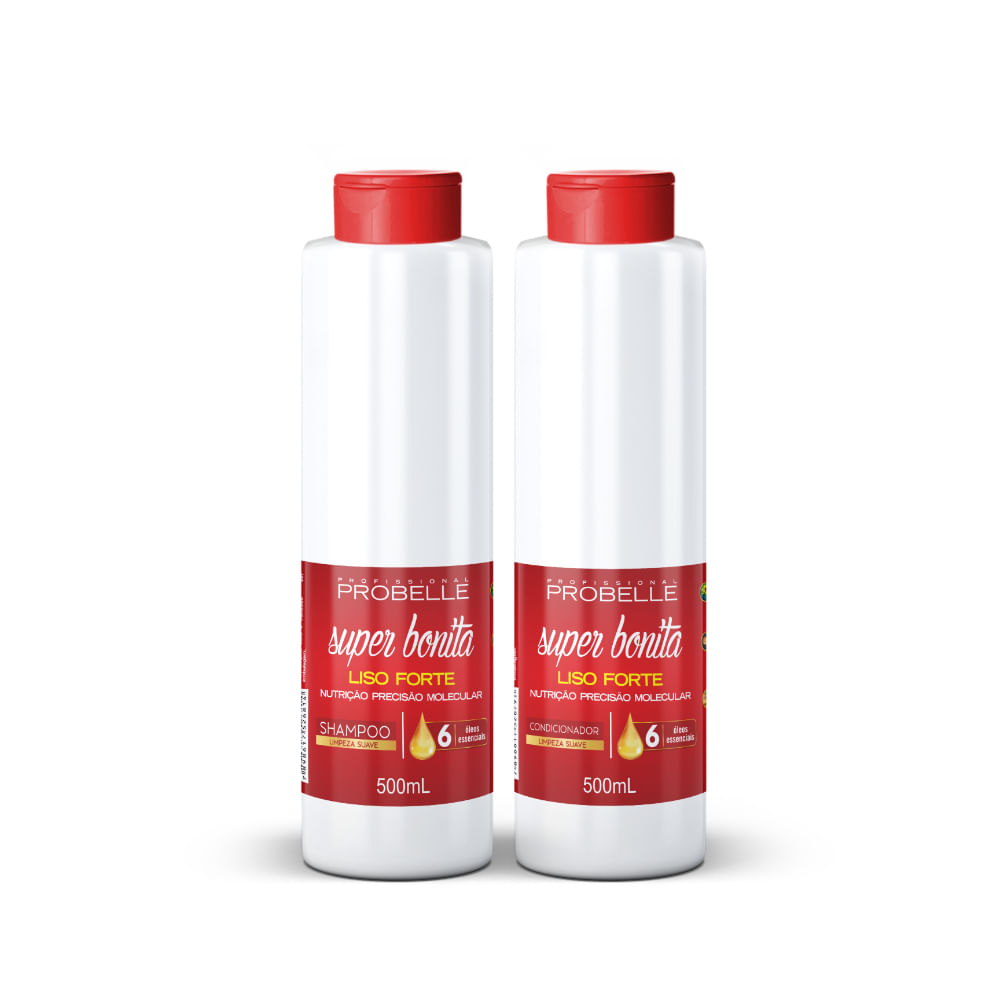 Kit Shampoo e Condicionador Probelle Super Bonita Liso Forte 500ml