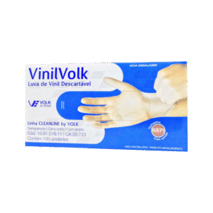 Luva Volk Vinil Extra Pequena com Amido - Com 100 Un.