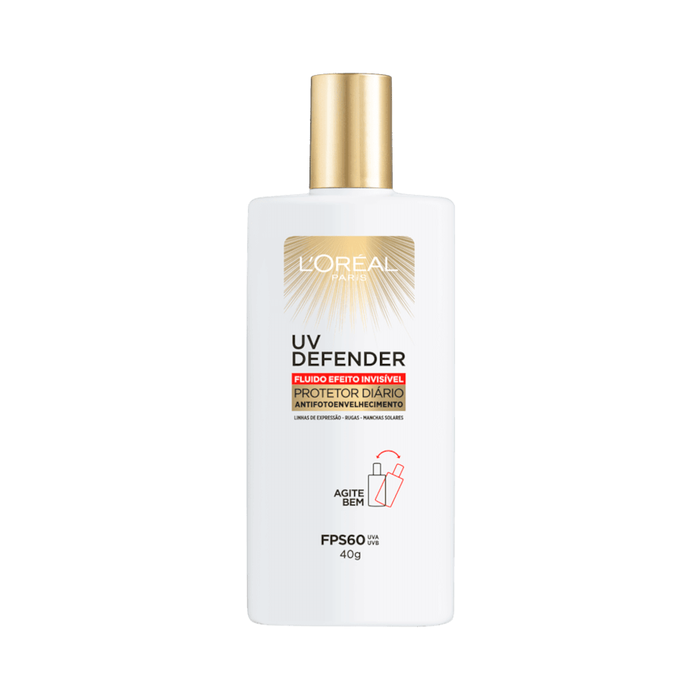 Protetor Solar Facial L'Oréal Paris Defender Fluido FPS 60 40g